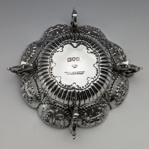 1903年 英国アンティーク 純銀製 脚付きボウル 126g Goldsmiths & Silversmiths