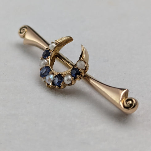 1911年 英国アンティーク 9ctゴールド製 ピンブローチ EWS & Co