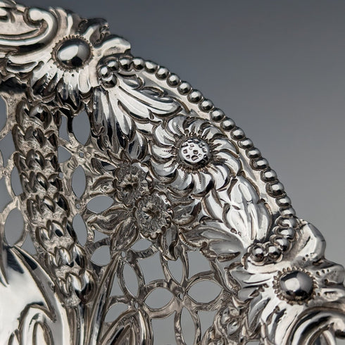 1892 British Antique Sterling Silver Stem Center Bowl 292g Charles Stuart Harris