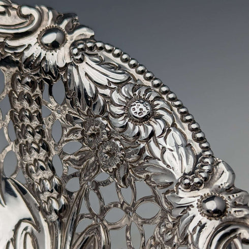 1892 British Antique Sterling Silver Stem Center Bowl 292g Charles Stuart Harris