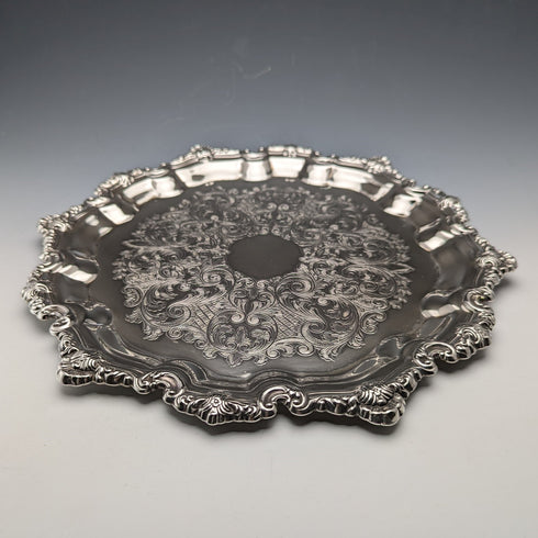 英國復古鍍銀托盤直徑29公分Flastaff