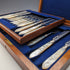 1875年 英国アンティーク 白蝶貝ハンドル&純銀ブレード カトラリー9ペアセット Walker & Hall 木箱入り