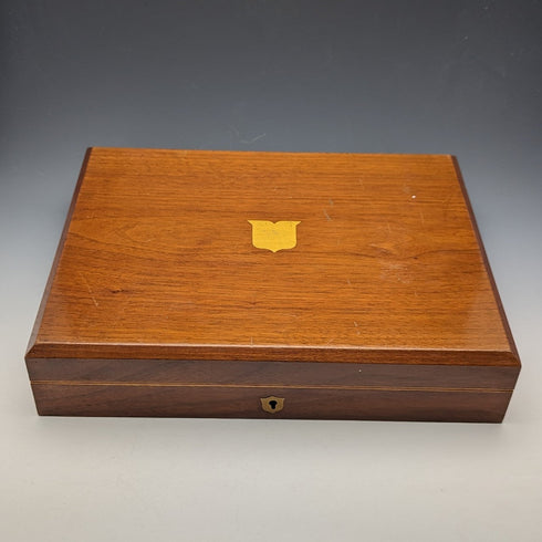 1897 年英國古董白色珍珠手柄和純銀刀片甜點餐具套裝哈里森兄弟木盒裝