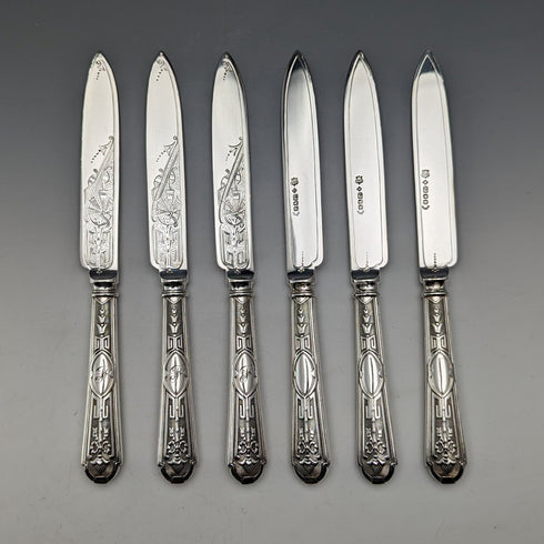 1861年 英国アンティーク シルバープレート製 カトラリー 6ペアセット Elkington 木箱入り