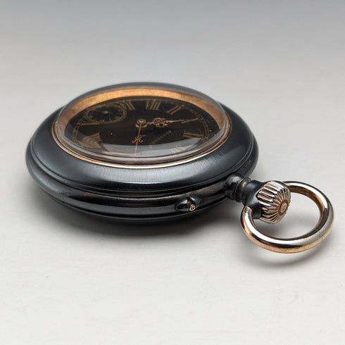 Circa 1890 Antique Longines pocket watch gunmetal case in good working order