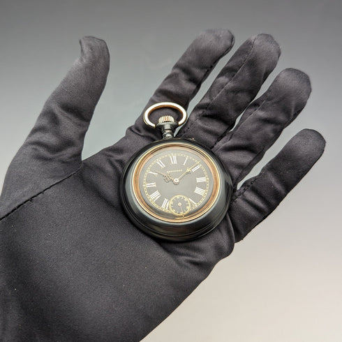 1890年頃 アンティーク ロンジン 懐中時計 ガンメタルケース 動作良好