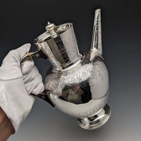Circa 1880 British Antique Silver Plated Coffee Pot Walker & Hall