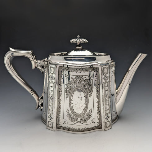 Circa 1885 British antique silver plated teapot Walker & Hal