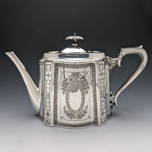 Circa 1885 British antique silver plated teapot Walker & Hal