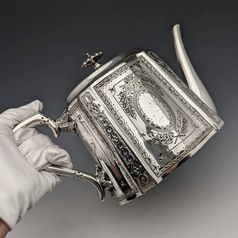 Circa 1885 British antique silver plated teapot Walker & Hal
