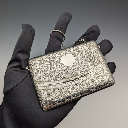 1906 年英國古董純銀鏈條卡包 86 克 William Henry Sparrow