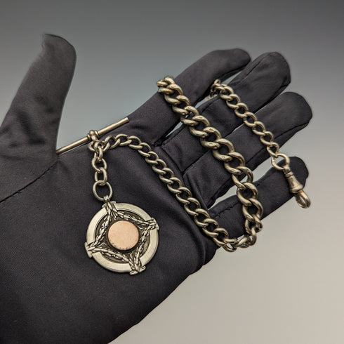 約 1923 年英國古董純銀阿爾伯特鏈 56 克獎章扣