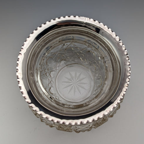 1929 英國復古切割玻璃碗純銀裝飾 Arthur Willmore Pennington