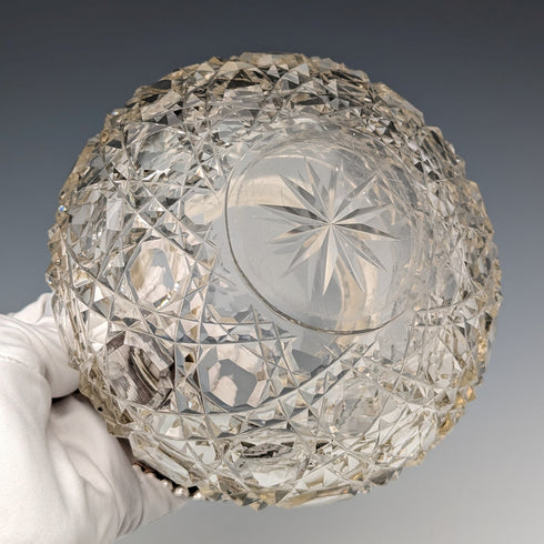 1929 英國復古切割玻璃碗純銀裝飾 Arthur Willmore Pennington