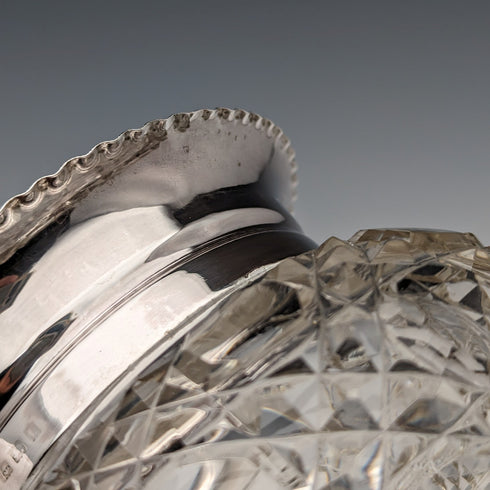 1929 英國復古切割玻璃碗純銀裝飾 Arthur Willmore Pennington