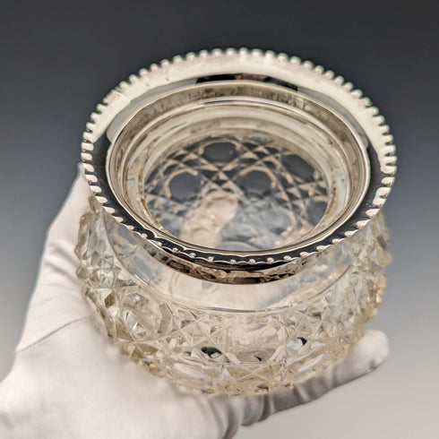 1929 英國復古切割玻璃碗純銀裝飾 Arthur Willmore Pennington