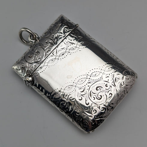 1898 British Antique Sterling Silver Vesta Case 25g Match Case Henry Williamson