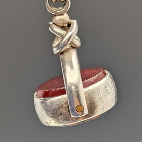 1897年 英国アンティーク 純銀&天然石 回転フォブ 純銀ネックレス