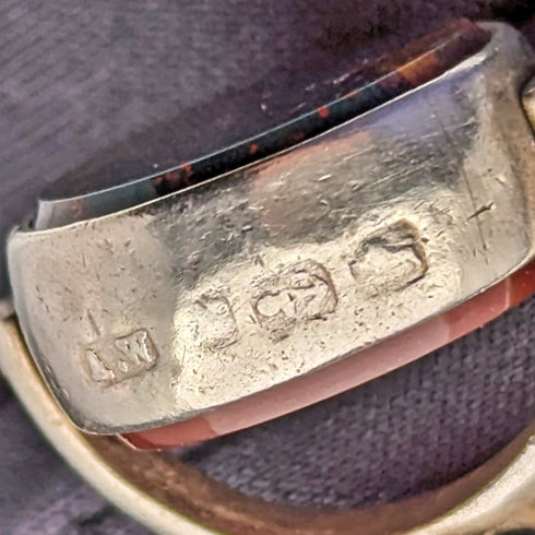 1897年 英国アンティーク 純銀&天然石 回転フォブ 純銀ネックレス