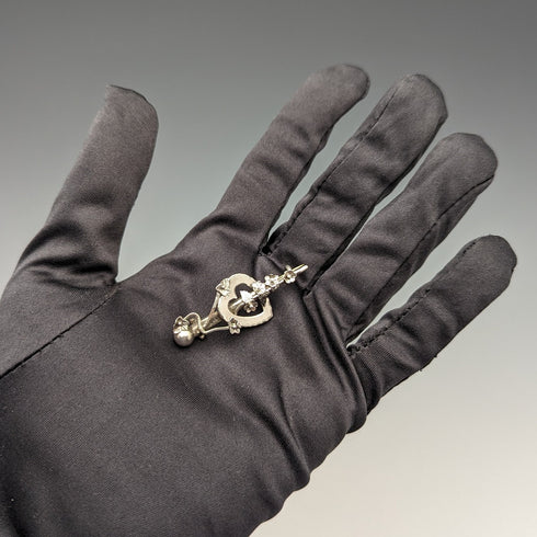 1900年 英国アンティーク 純銀製 オープンハート&植物 ブローチ Barker Brothers