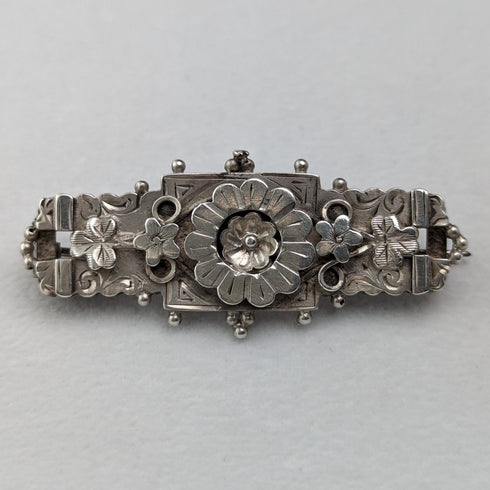 1895 年英國古董純銀花朵設計胸針 Adie & Lovekin