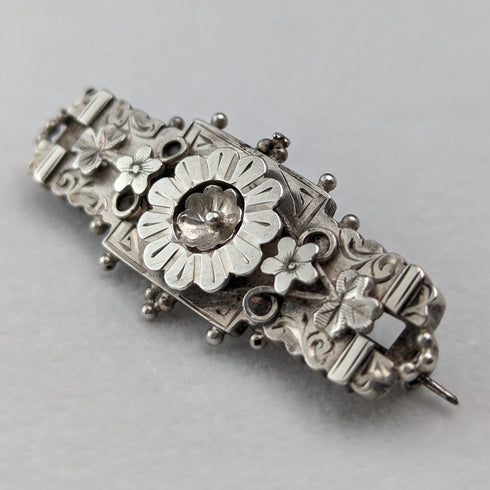 1895 年英國古董純銀花朵設計胸針 Adie & Lovekin