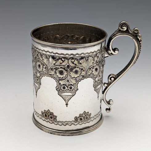 Circa 1870 British Antique Silver Plated Mug Cooper Brothers