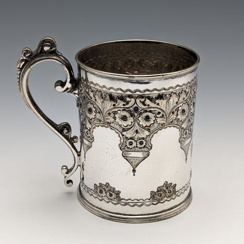 Circa 1870 British Antique Silver Plated Mug Cooper Brothers