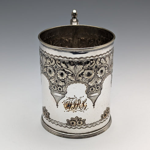 Circa 1870 British Antique Silver Plated Mug Cooper Brothers