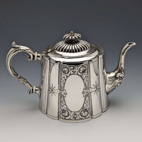 1900年左右英國古董銀盤茶壺George Wish