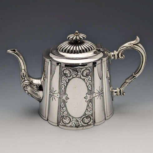 1900年左右英國古董銀盤茶壺George Wish