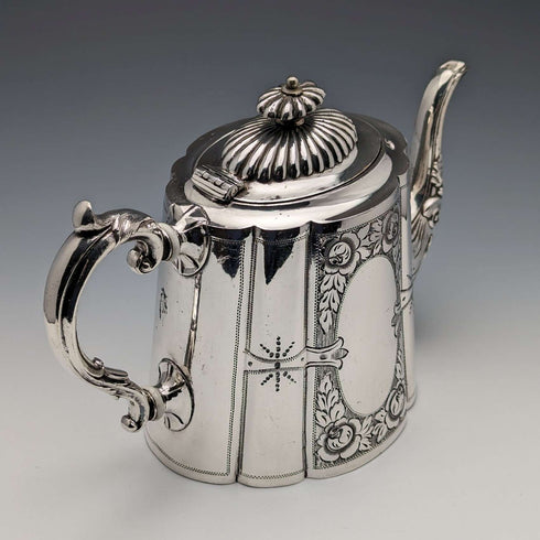 1900年左右英國古董銀盤茶壺George Wish