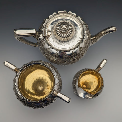 英国アンティーク ビクトリアン シルバープレート製 ティーセット