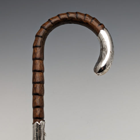 1909 年英國古董女士手杖純銀裝飾弧形手柄 87 厘米