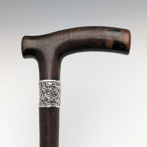 英國古董男士手杖手柄純銀裝飾 85 厘米