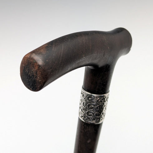 英國古董男士手杖手柄純銀裝飾 85 厘米