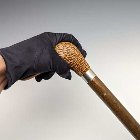 英国ヴィンテージ 紳士用ステッキ 樹脂製ダッグヘッドハンドル 91cm