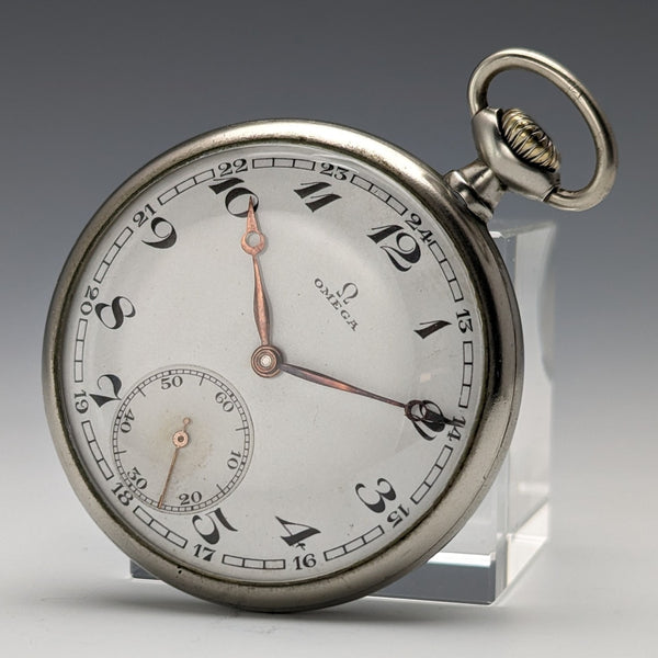 約 1930 年復古歐米茄懷錶 合金錶殼 開面 工作狀況良好