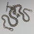Circa 1920 British Antique Sterling Silver Double Albert Chain 59g Sterling Silver Lizard Fob