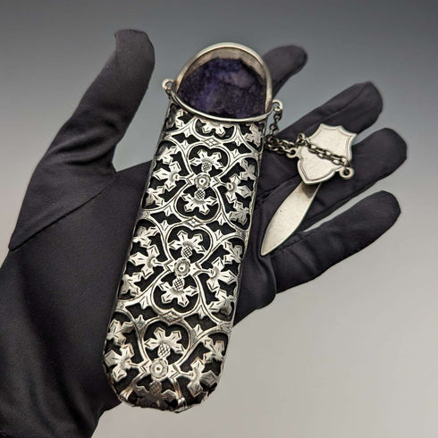 1901 年英國古董純銀 Chatelaine 眼鏡盒 Hilliard and Thomason