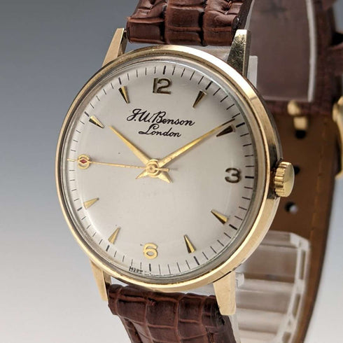 1970 British Vintage JW Benson K9 solid gold case men's watch in good working order