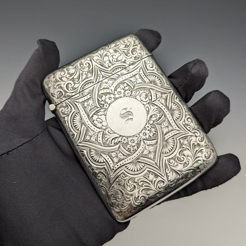 1898年 英国アンティーク 純銀製 カードケース 75g Saunders and Shepherd