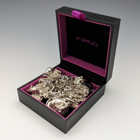 英国ヴィンテージ 純銀製 チャームブレスレット 100g