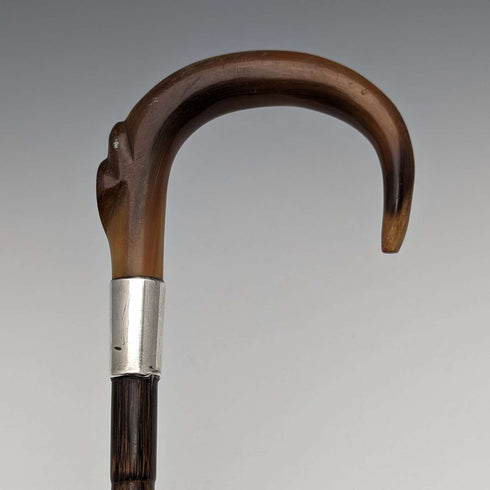 1911 年英國古董女士手杖角手柄純銀裝飾 92 厘米