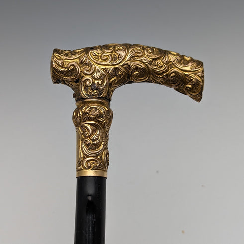 英国アンティーク レディース用アンブレラ 金張りクラッチハンドル 91cm