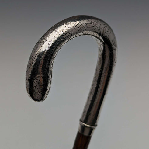 1914 年英國古董女士傘純銀弧形手柄 93 厘米