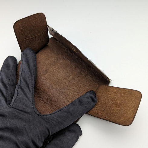 1917 年英國古董純銀裝飾皮革皮夾零皮夾 Frederwick Wilson