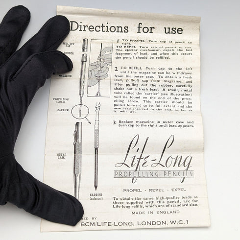 英国ヴィンテージ ライフロング 純銀製 シャープペンシル リーフレット付