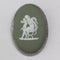 1952 British Vintage Wedgwood Sterling Silver & Green Jasperware Oval Brooch