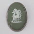 1952 British Vintage Wedgwood Sterling Silver & Green Jasperware Oval Brooch